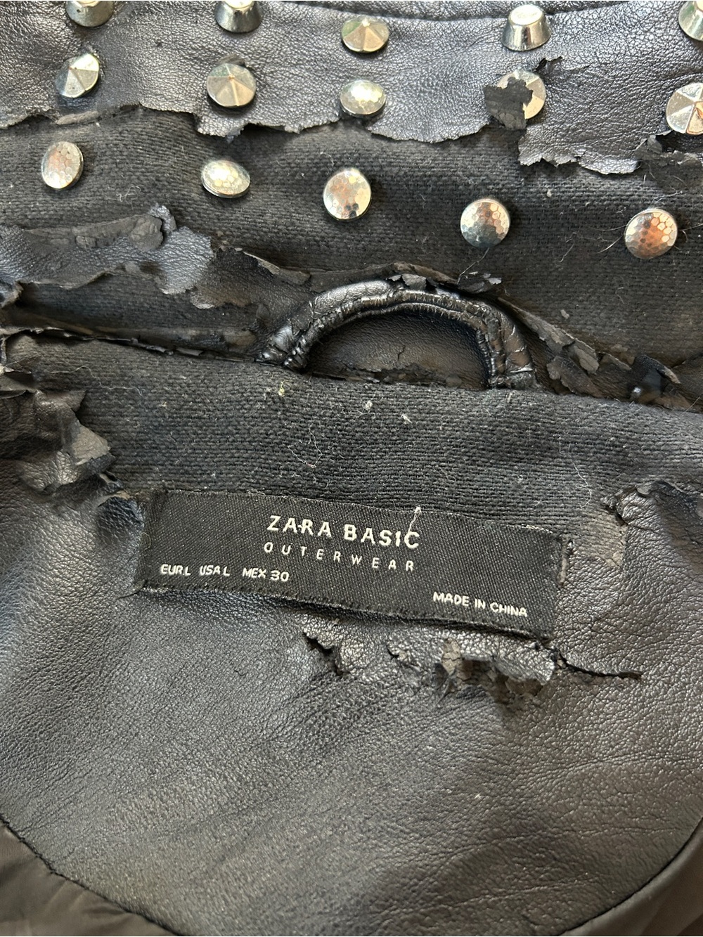 Zara Black Studded Leather Jacket with Embroidered Sugar Skull Back - Picture 7 of 7
